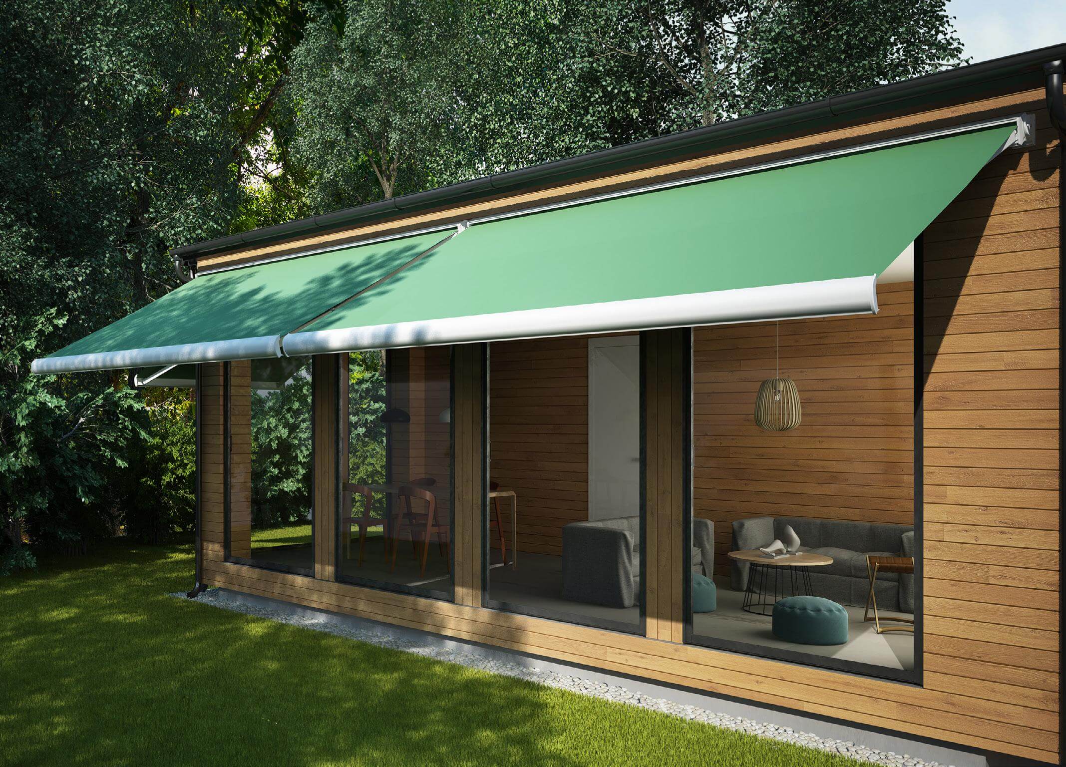 Tenda da sole impermeabile riga classica da esterno con ganci balcone ::  Easy Home Store